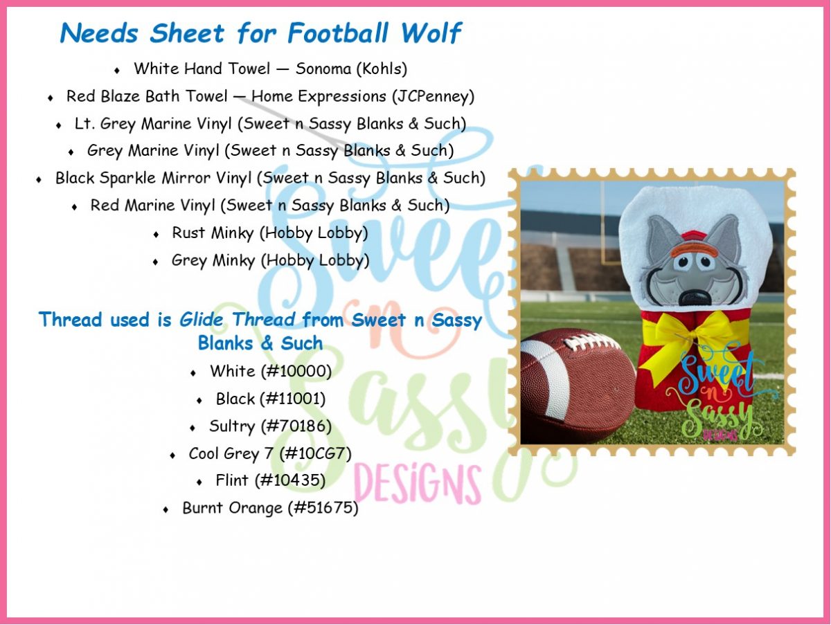 Football Wolf - Sweet n Sassy Designs
